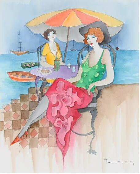 Itzchak Tarkay Oil Painting Relaxation At the Beach IT328